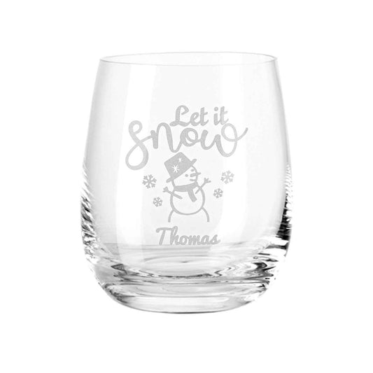 Teelicht mit Gravur - Weihnachtsdeko - Let it snow - Personalisiert mit Name