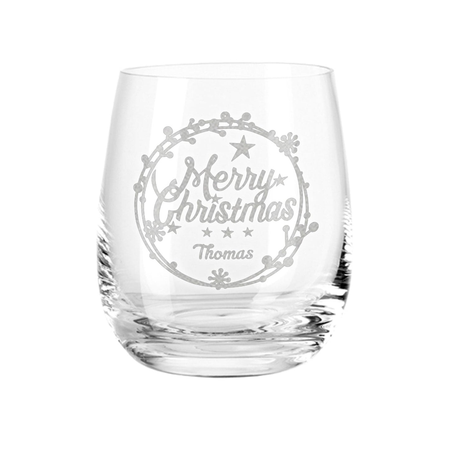 Teelicht mit Gravur - Weihnachtsdeko - Merry Christmas Round Ornament - Personalisiert mit Name