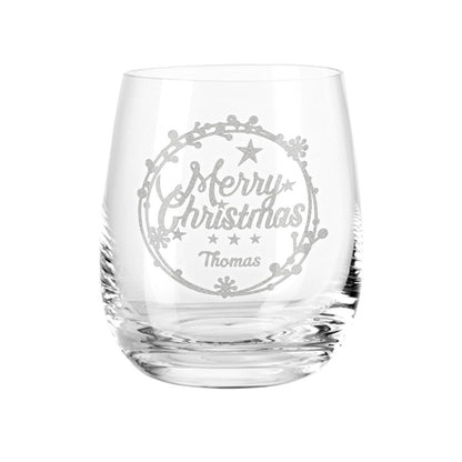 Teelicht mit Gravur - Weihnachtsdeko - Merry Christmas Round Ornament - Personalisiert mit Name