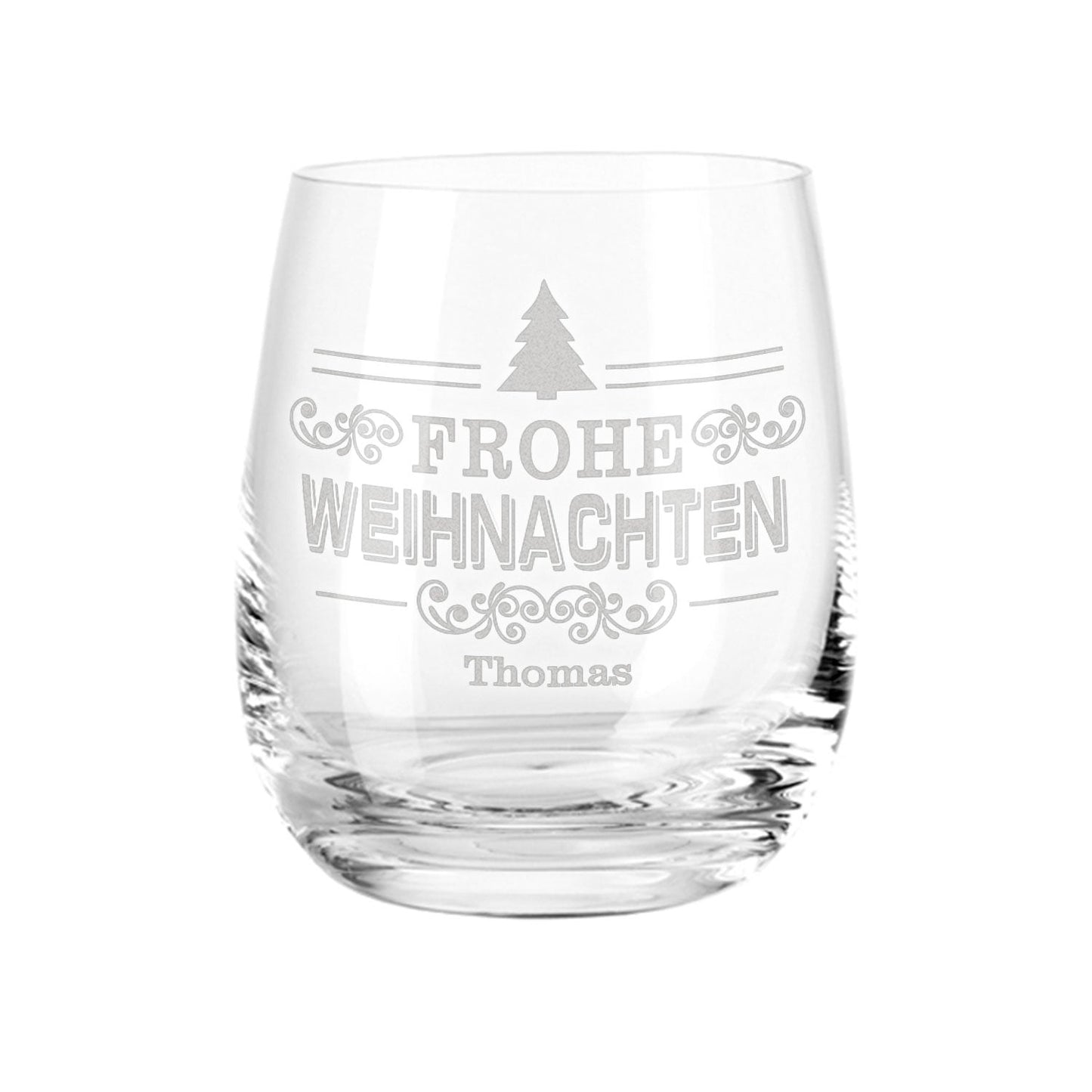 Teelicht mit Gravur - Weihnachtsdeko - Frohe Weihnachten Vintage V2 - Personalisiert mit Name
