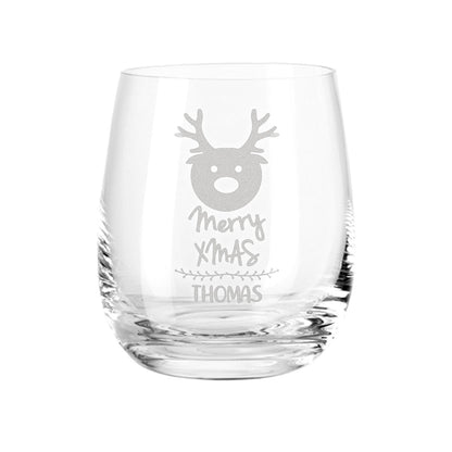 Teelicht mit Gravur - Weihnachtsdeko - Merry X Mas - Personalisiert mit Name