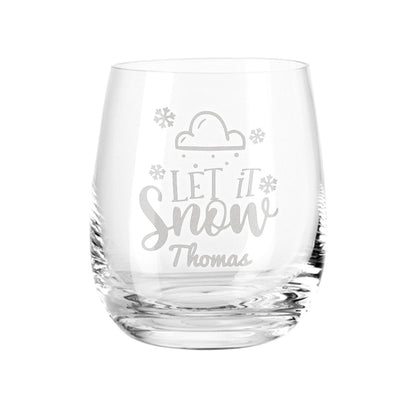 Teelicht mit Gravur - Weihnachtsdeko - Let it snow Wolke - Personalisiert mit Name