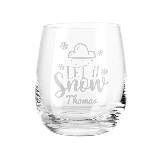 Teelicht mit Gravur - Weihnachtsdeko - Let it snow Wolke - Personalisiert mit Name