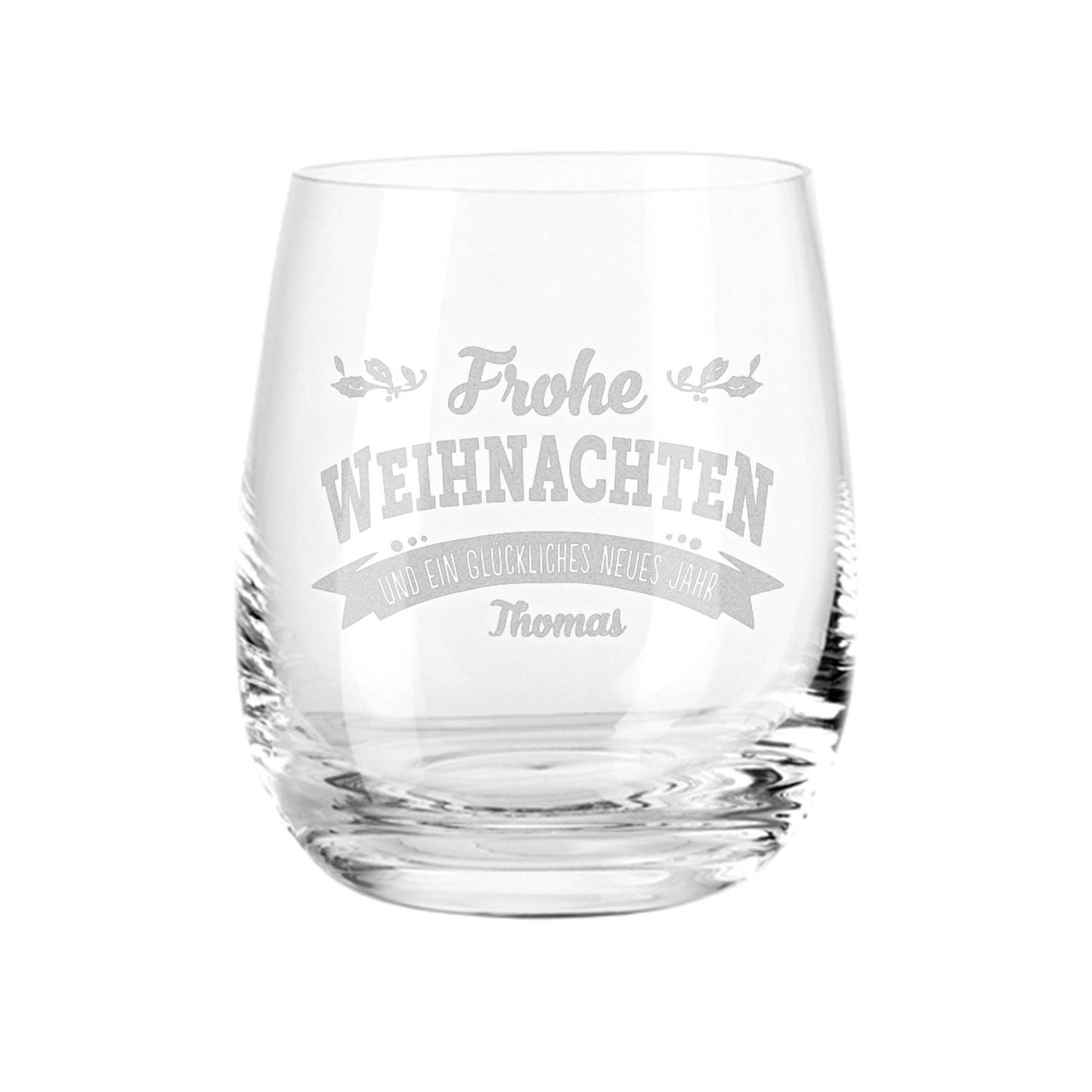 Teelicht mit Gravur - Frohe Weihnachten, Glückliches neues Jahr - Personalisiert mit Name