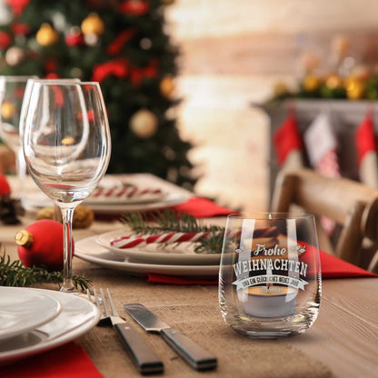 Teelicht mit Gravur - Frohe Weihnachten, Glückliches neues Jahr - Personalisiert mit Name