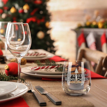 Teelicht mit Gravur - Weihnachtsdeko - Frohe Weihnachten Vintage V2