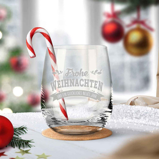 Teelicht mit Gravur - Weihnachtsdeko - Frohe Weihnachten, Glückliches neues Jahr