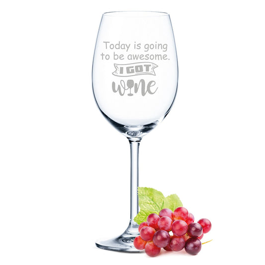 Leonardo Weinglas mit Gravur "Today is awesome, I got Wine"