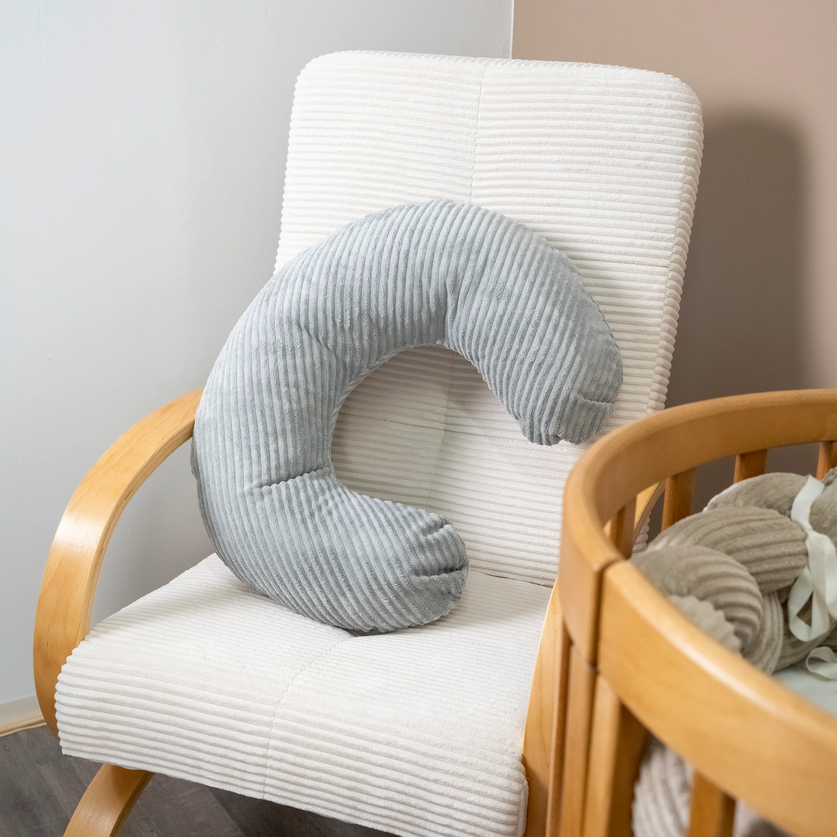 U-shaped corduroy nursing pillow with removable cover - ergonomic moon-shaped nursing pillow