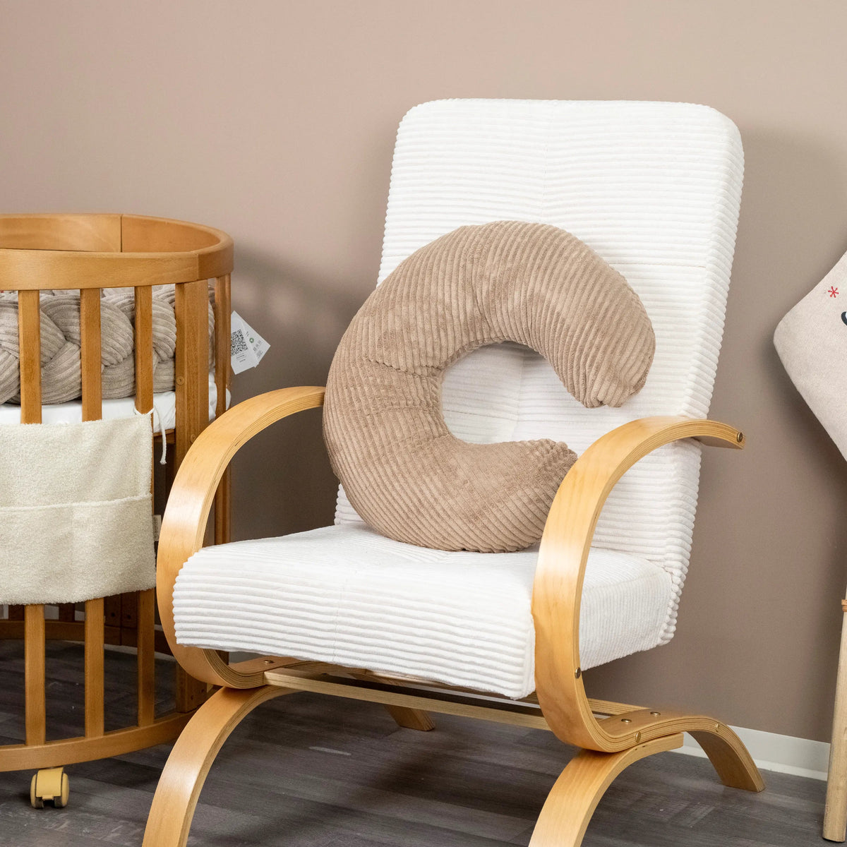 U-shaped corduroy nursing pillow with removable cover - ergonomic moon-shaped nursing pillow