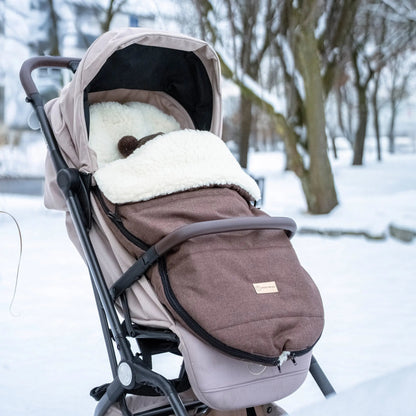 Winter footmuff, water-repellent, with merino wool lining - stroller