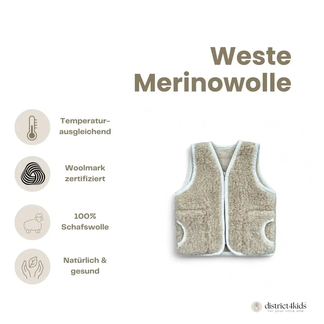 Kinderweste Merinowolle – weich, warm & hypoallergen
