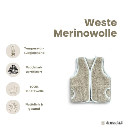 Kinderweste Merinowolle – weich, warm & hypoallergen