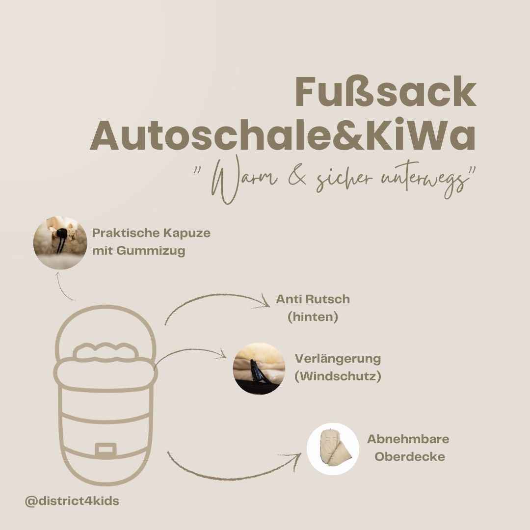 Winterfußsack wasserabweisend Innenfutter aus Merinowolle - Kinderwagen