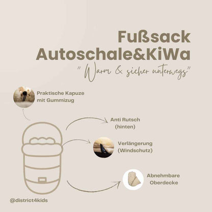 Winterfußsack wasserabweisend Innenfutter aus Merinowolle - Kinderwagen