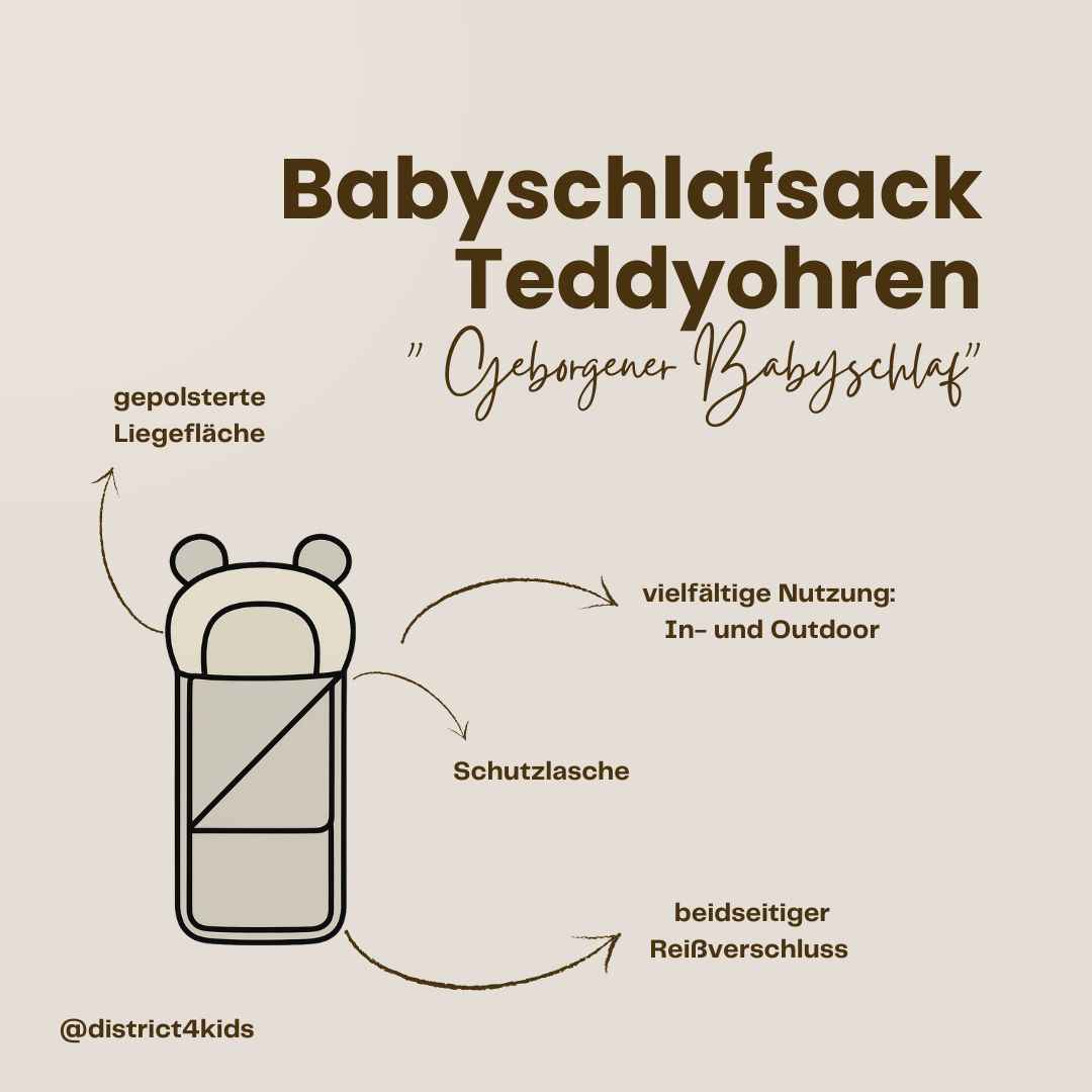 Babyschlafsack Teddyohren Teddy Boucle - kuscheliger Ganzjahresschlafsack