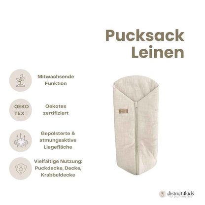 Pucksack Leinen mitwachsend - Atmungsaktiver Babyschlafsack
