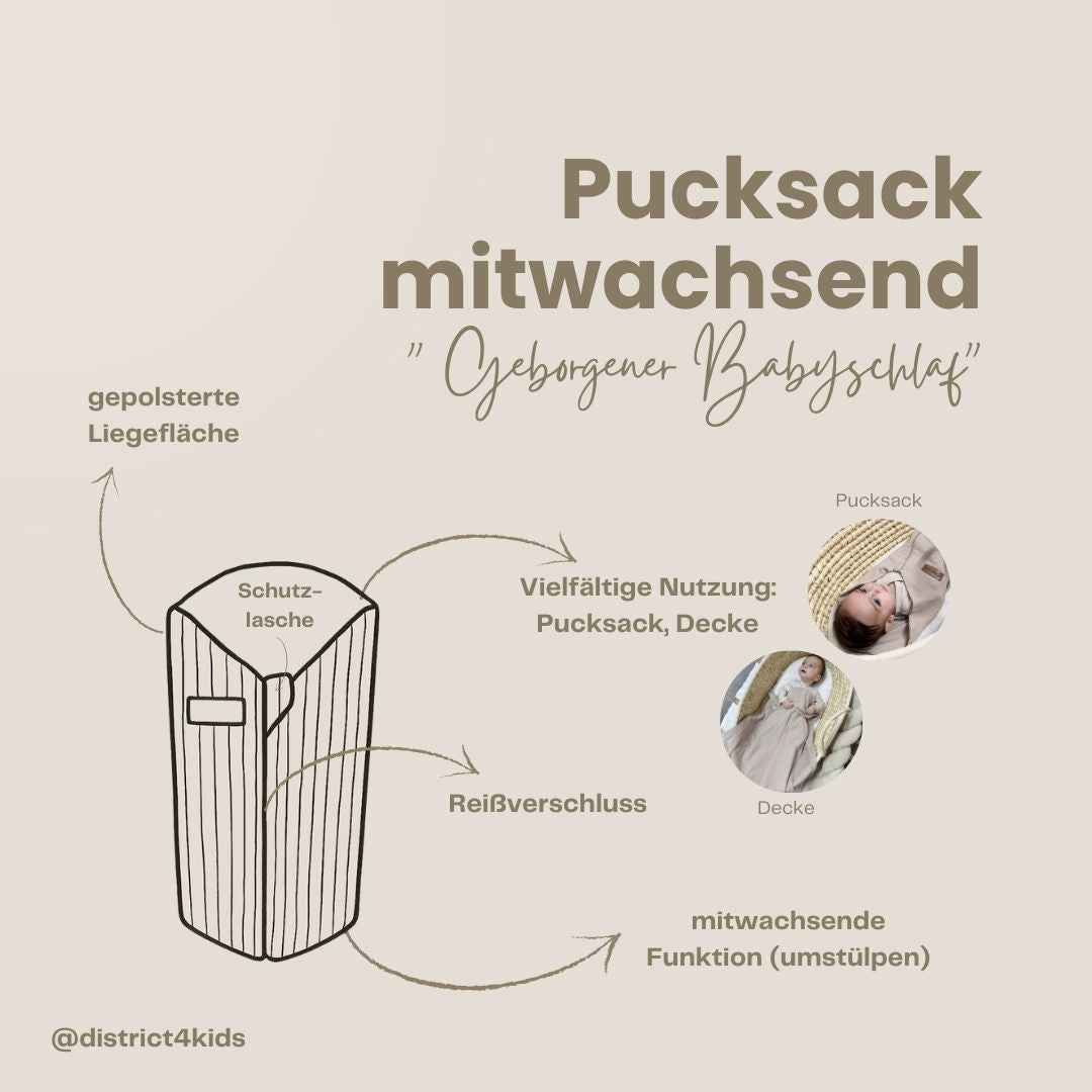 Pucksack Baumwolle kariert mitwachsend - Ganzjahresschlafsack & Einschlafhilfe