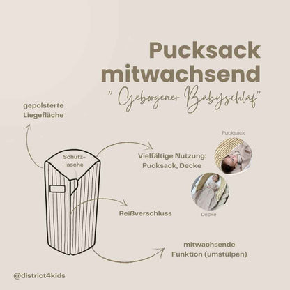Pucksack Baumwolle kariert mitwachsend - Ganzjahresschlafsack & Einschlafhilfe