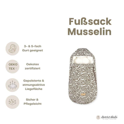 Winterußsack Musselin Leopard für Kinderwagen Autoschale