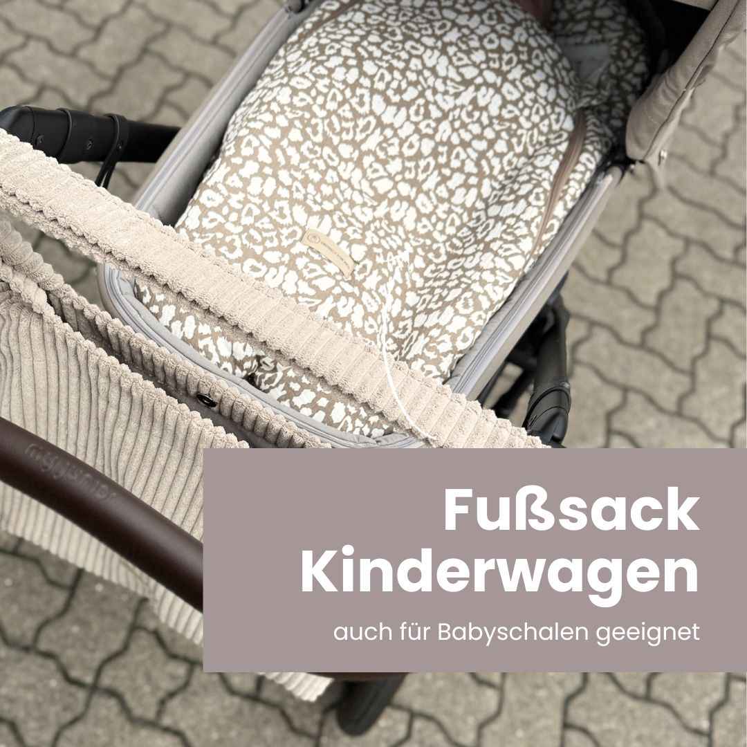 Winterußsack Musselin Leopard für Kinderwagen Autoschale