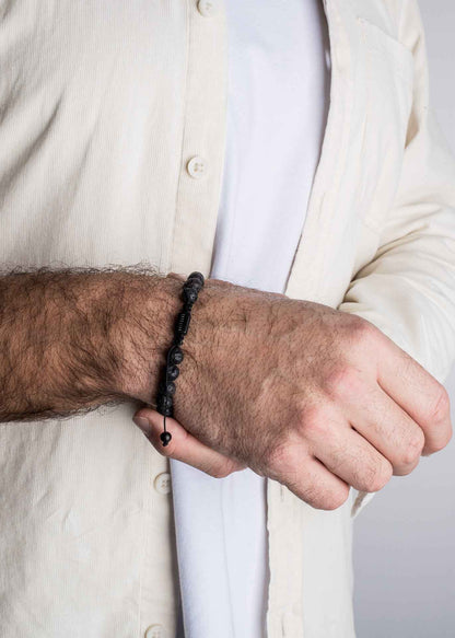 Venatio Beaded Bracelet Black-Lava Stone Black