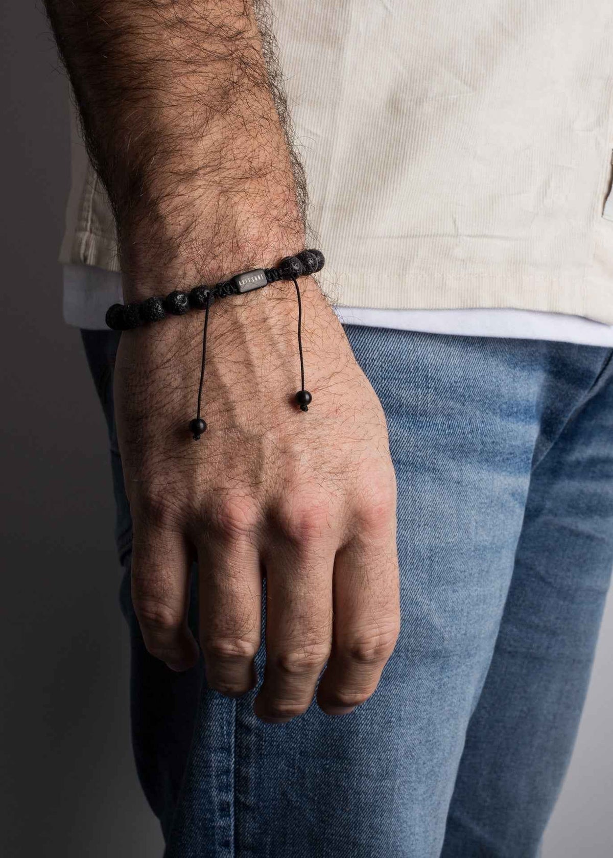 Venatio Beaded Bracelet Black-Lava Stone Black