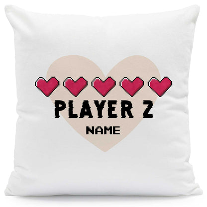 Bedrucktes Kissen mit Spruch "Player 1 & Player 2" im Set