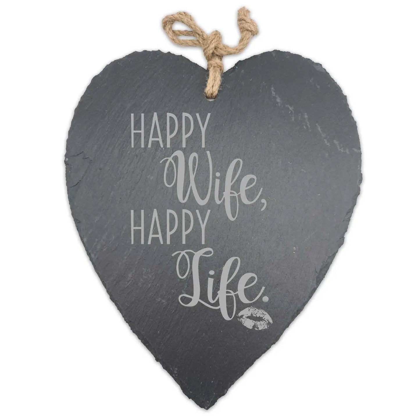 Schieferherz Happy Wife Happy Life