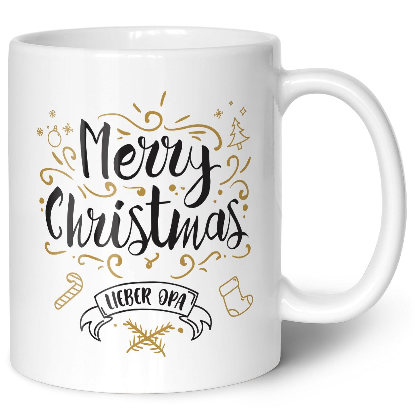 Bedruckte Tasse mit Weihnachtsmotiv im Merry Christmas Lieber Opa Design