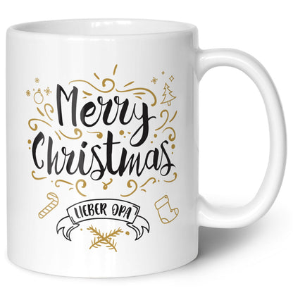 Bedruckte Tasse mit Weihnachtsmotiv im Merry Christmas Lieber Opa Design