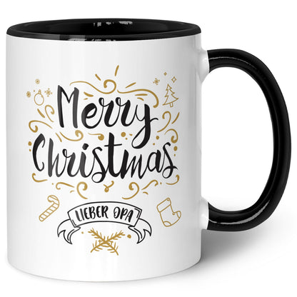 Bedruckte Tasse mit Weihnachtsmotiv im Merry Christmas Lieber Opa Design