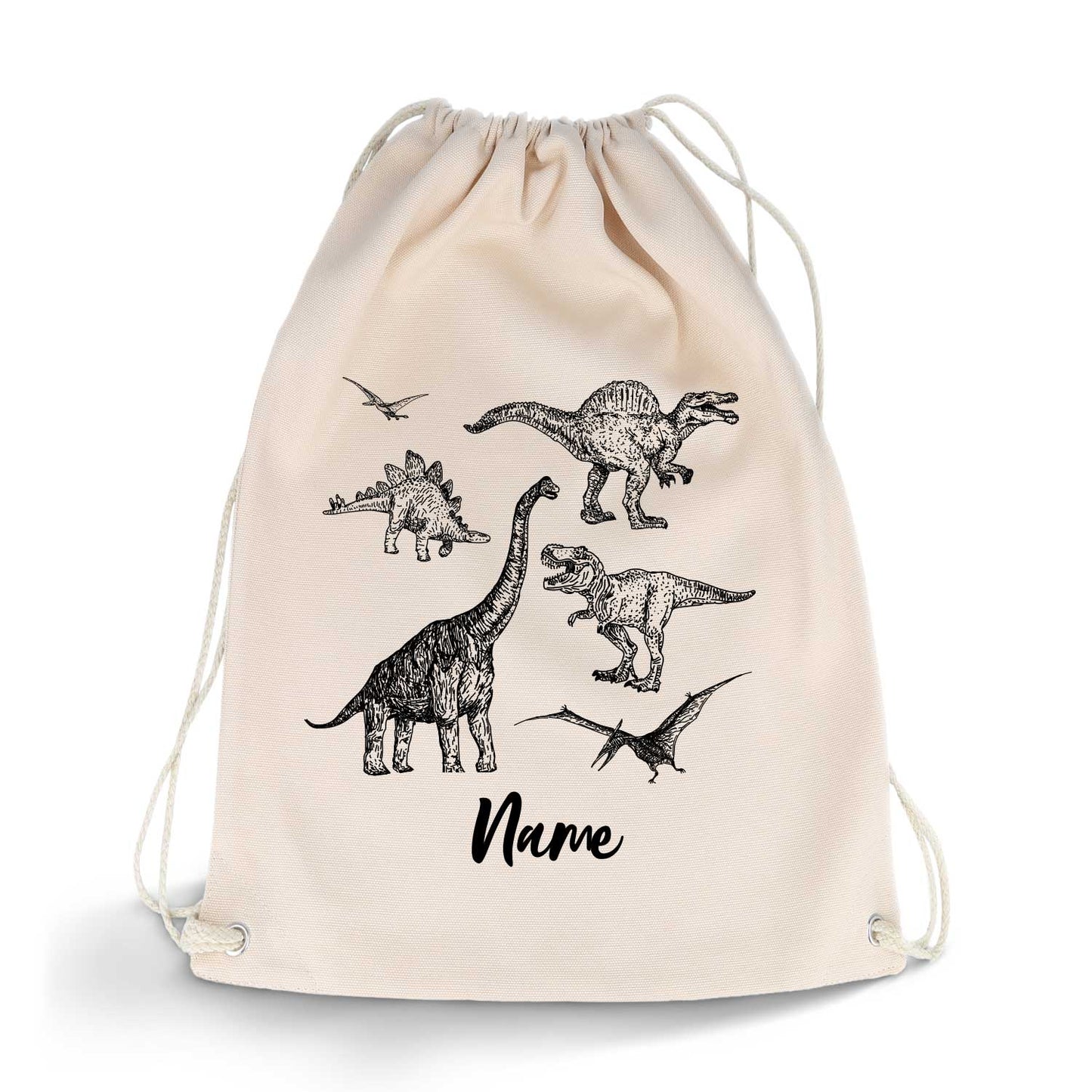 Bedruckter Turnbeutel für Kinder im Dinosaurier Skizzen Design