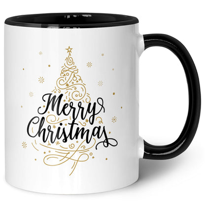 Bedruckte Tasse mit Weihnachtsmotiv im Weihnachtsbaum Design