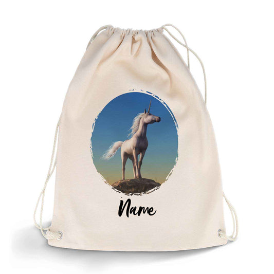 Bedruckter Turnbeutel für Kinder im Weißes Einhorn Design