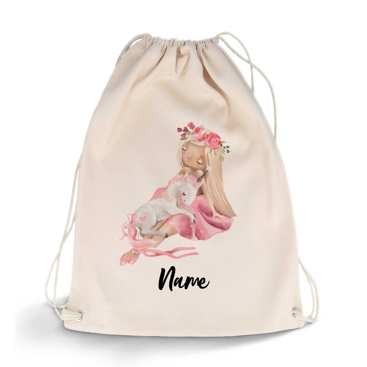 Bedruckter Turnbeutel für Kinder im Rosenprinzessin Design