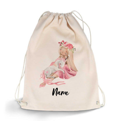 Bedruckter Turnbeutel für Kinder im Rosenprinzessin Design