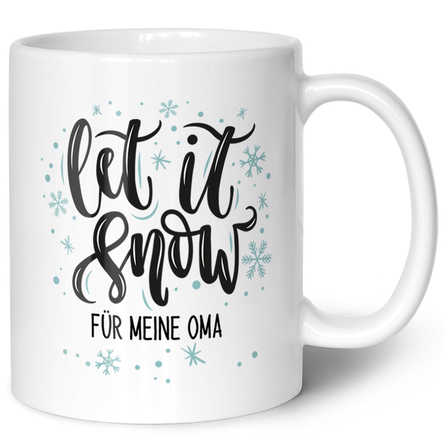 Bedruckte Tasse mit Weihnachtsmotiv im Let it Snow Design