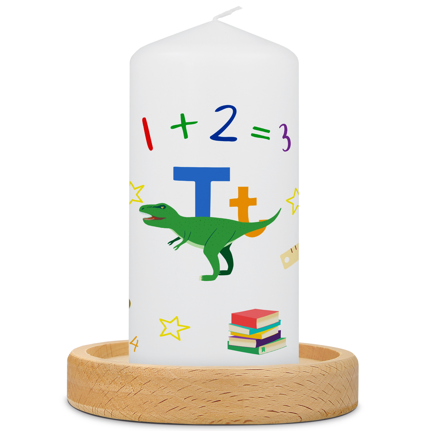 Kleine Kerze "Dino ABC" zur Einschulung