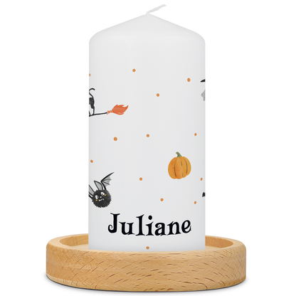 Kleine Kerze "Halloween Motive" mit Namen