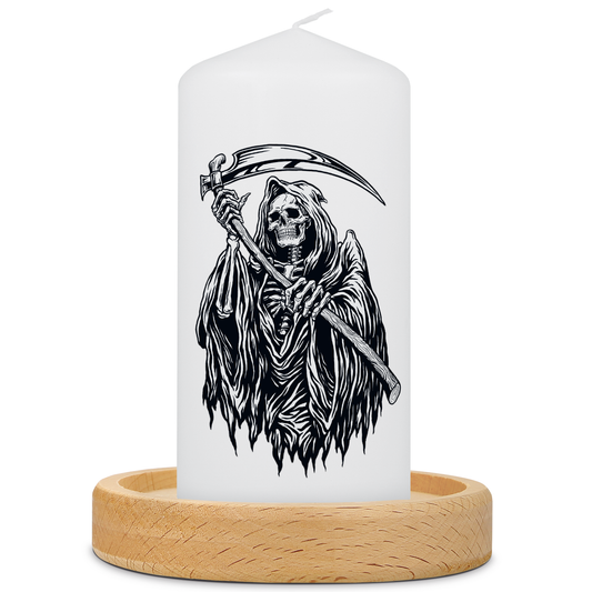 Kleine Kerze "Grim Reaper" mit Namen zu Halloween