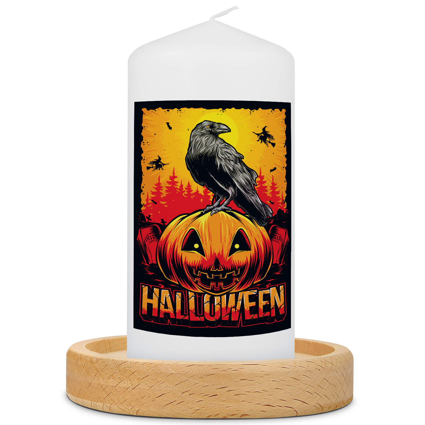 Kleine Kerze "Halloween Rabe Kürbis"