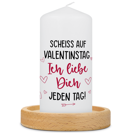 Kleine Kerze mit Spruch - "Scheiss auf Valentinstag"