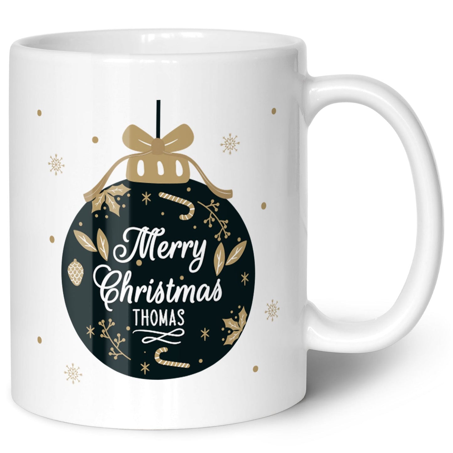 Bedruckte Tasse mit Weihnachtsmotiv im Weihnachtskugel Design