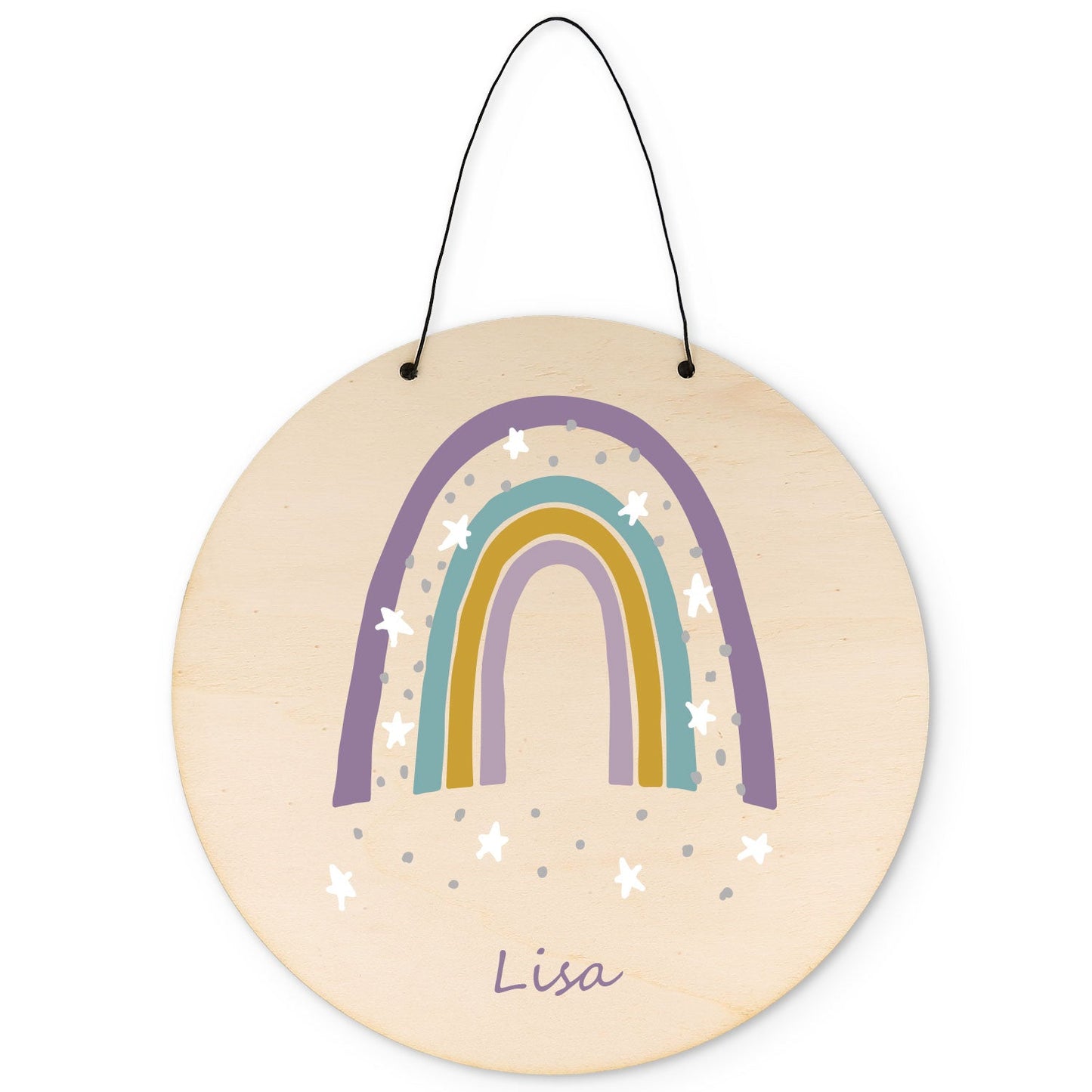 Wunderschönes Türschild mit Namen - Regenbogen - für Kinderzimmer
