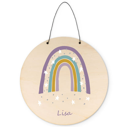 Wunderschönes Türschild mit Namen - Regenbogen - für Kinderzimmer