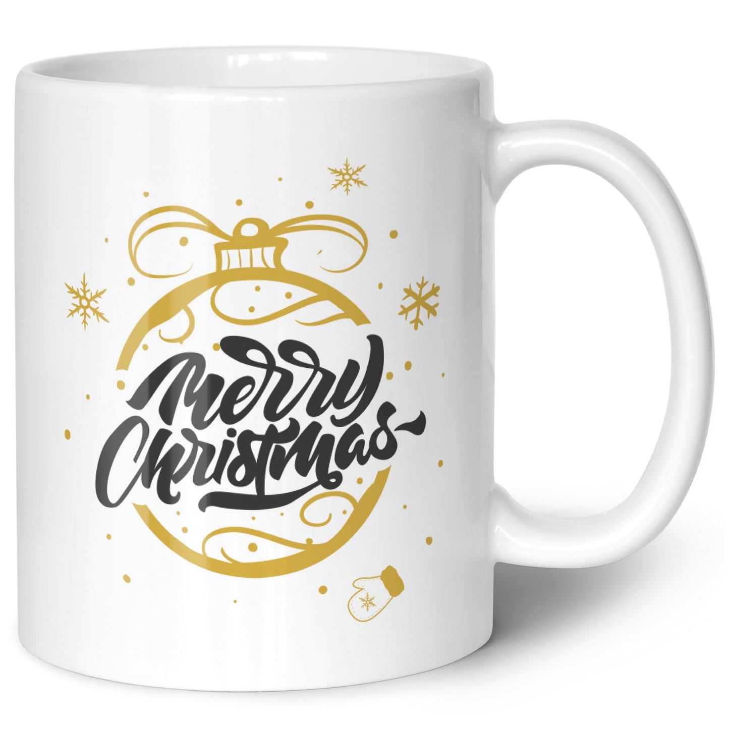Bedruckte Tasse mit Weihnachtsmotiv im Weihnachtskugel Gold Design