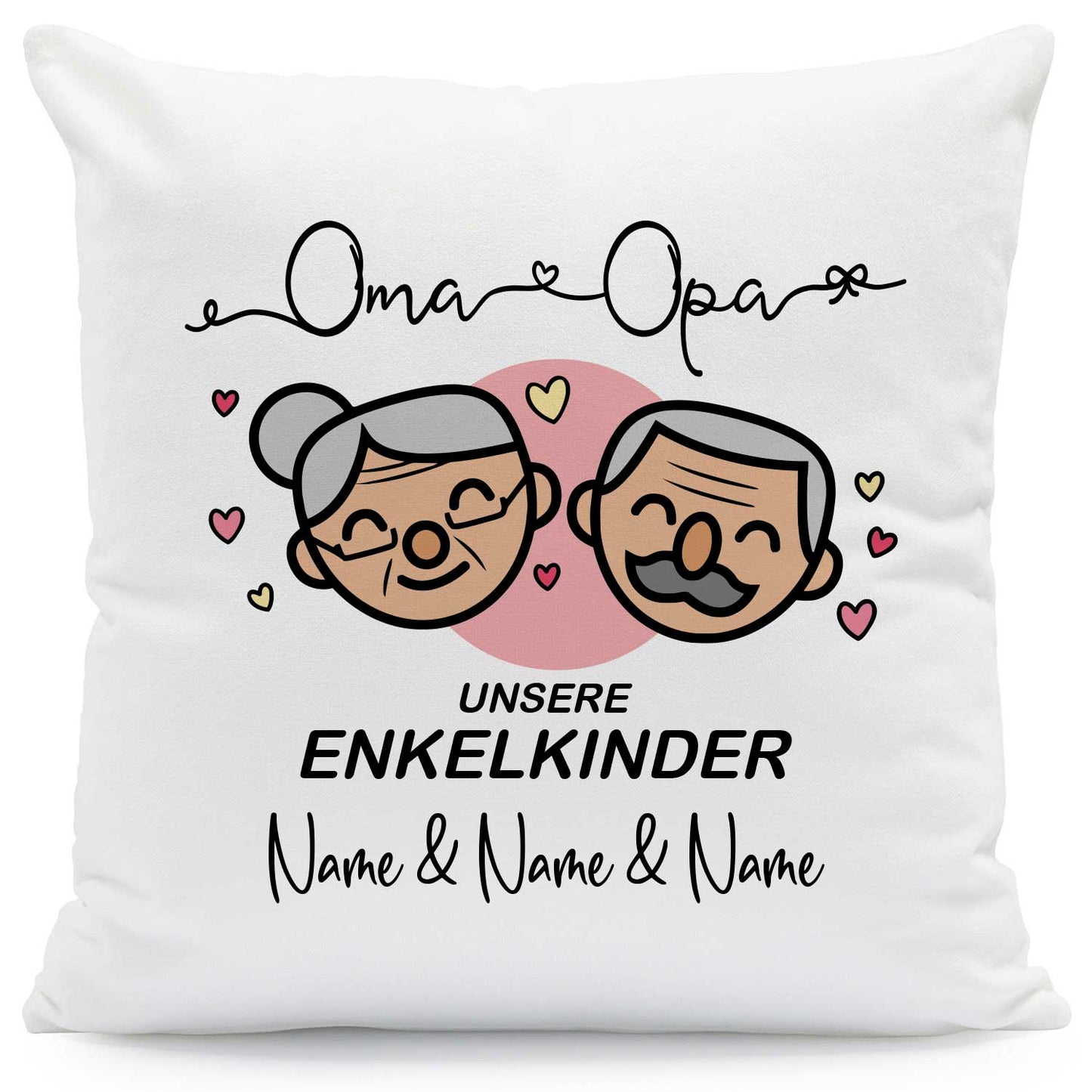 Bedrucktes Kissen mit Motiv "Oma & Opa Enkelkind" mit Wunschnamen