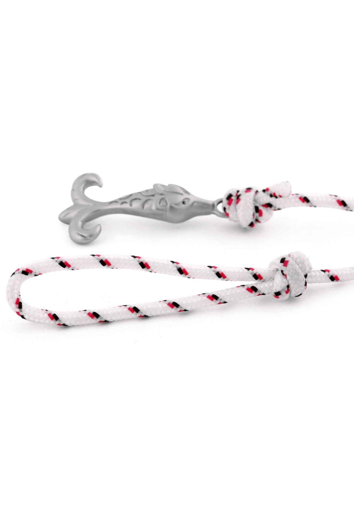 Vulpes Nylon Bracelet Double Wrapped Silver - White-Blue-Red