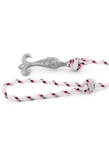 Vulpes Nylon Bracelet Double Wrapped Silver - White-Blue-Red